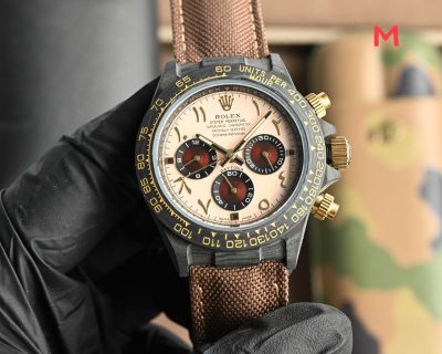 Rolex Daytona Carbon Fiber Hand Woven Strap 40mm 4130 Movement Watch